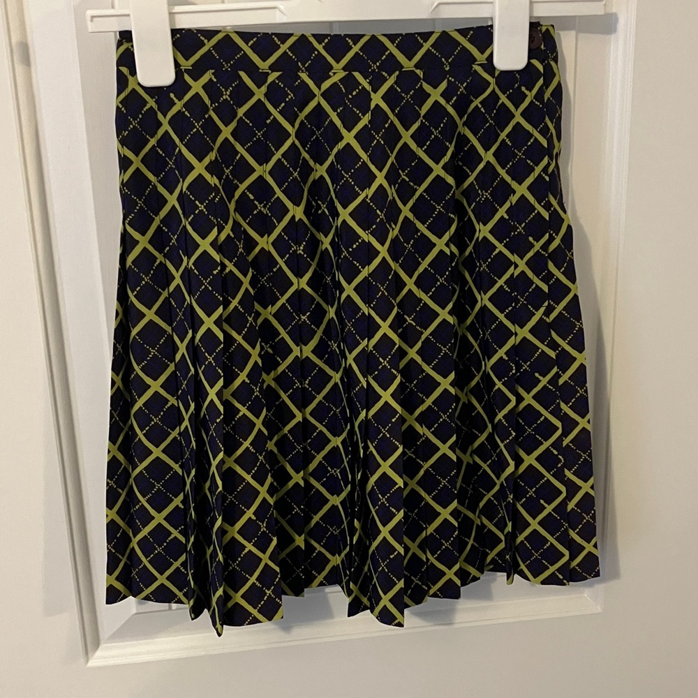 Vintage ‘90s Express Blue & Green Pleated Mini Skirt